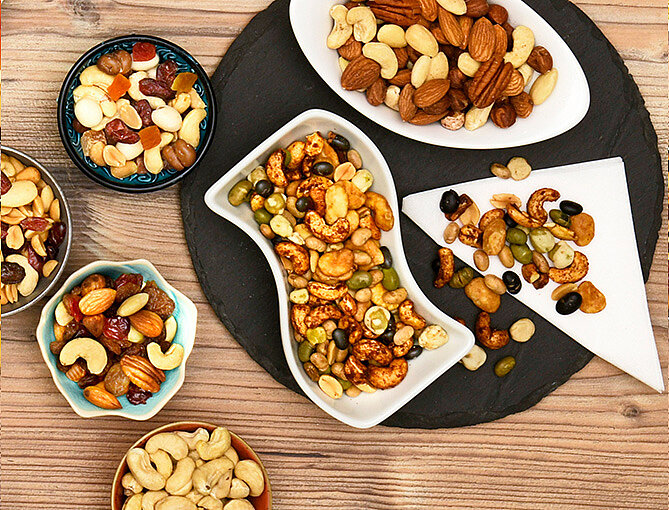 Nuss-, Trockenfrucht- und Snackmischungen